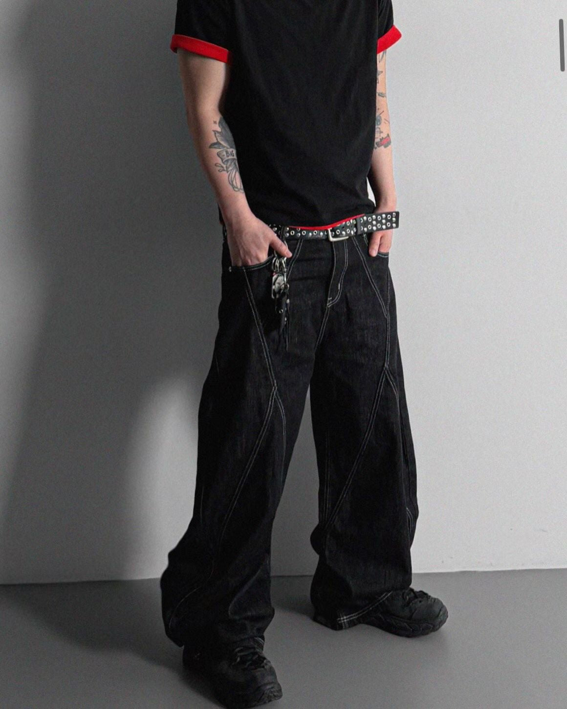 Contrast Stitch Raw Denim Jeans