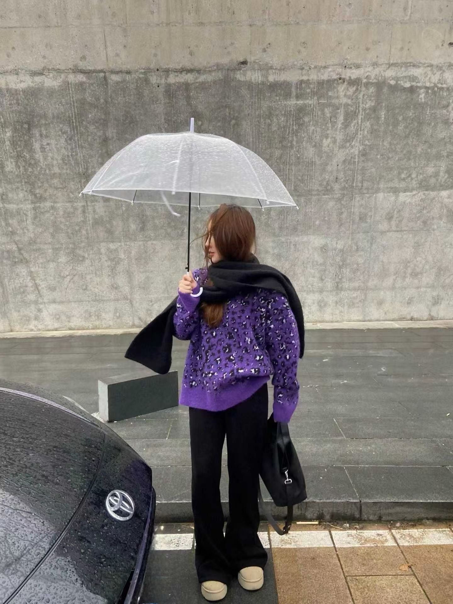 Leopard print knit sweater