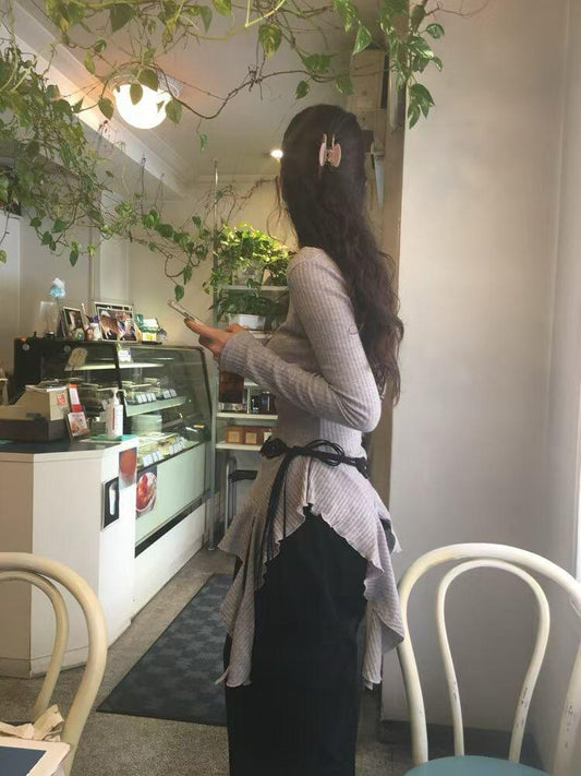 Asymmetrical Knit Layered Top