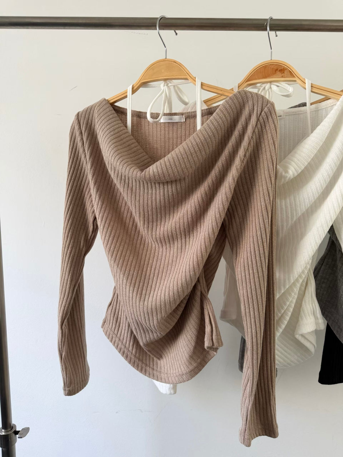 Ribbed Knit Cowl Top