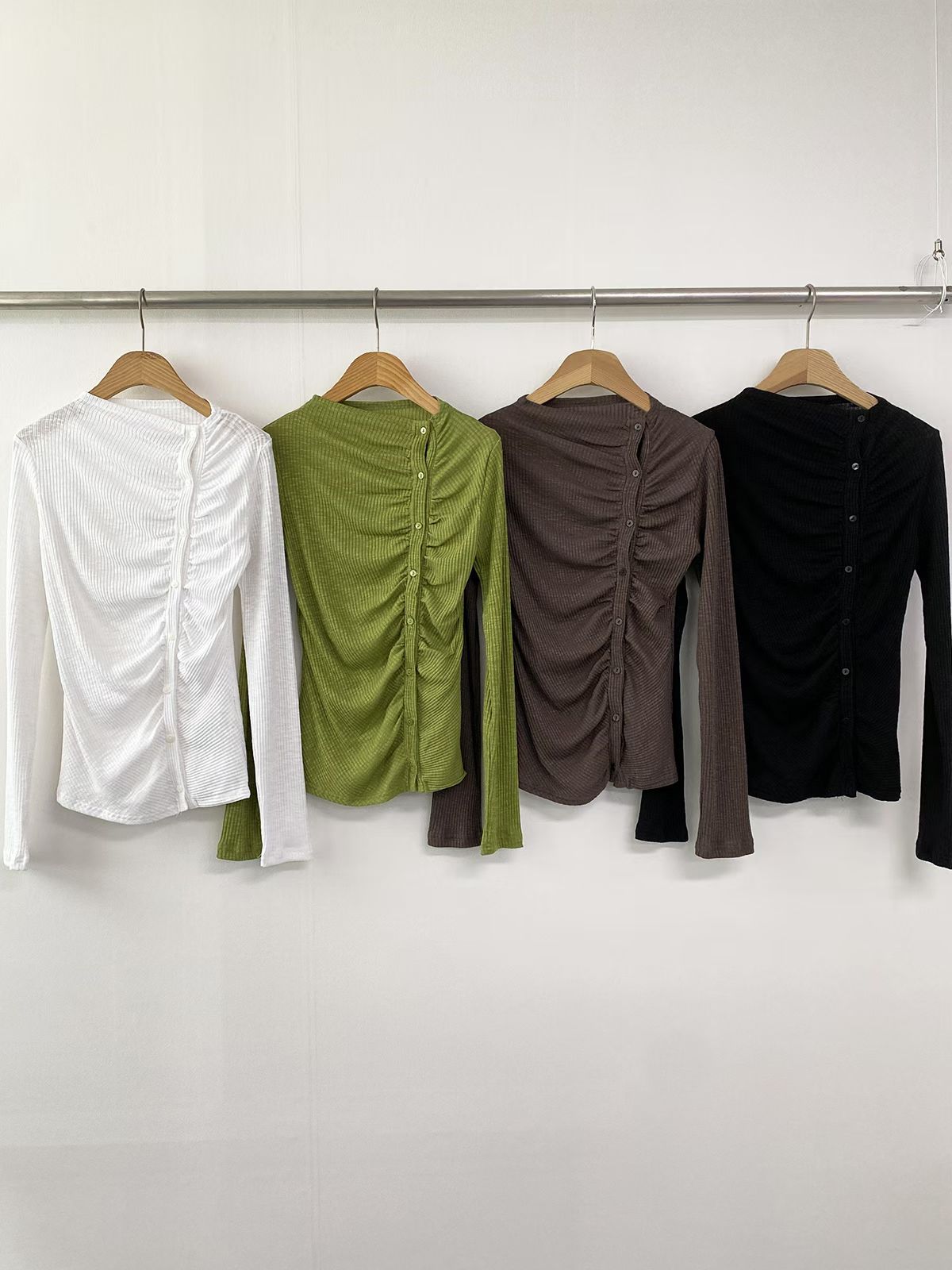 Ruched Tie Front Button Top