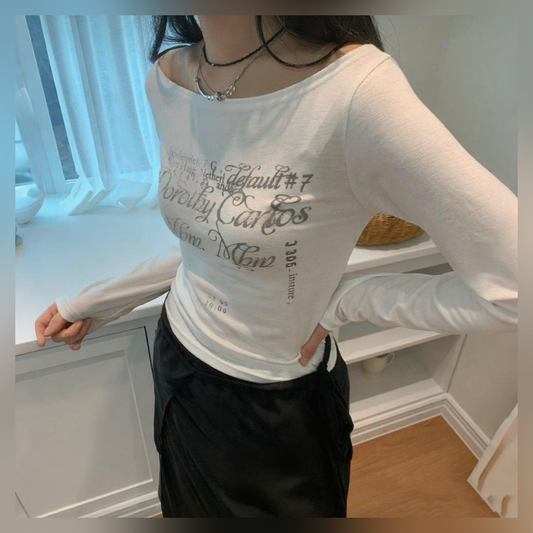 Printed Cold-Shoulder Basic Tee