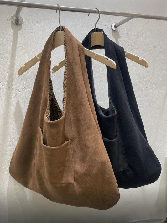 Suede Leopard Tote Bag