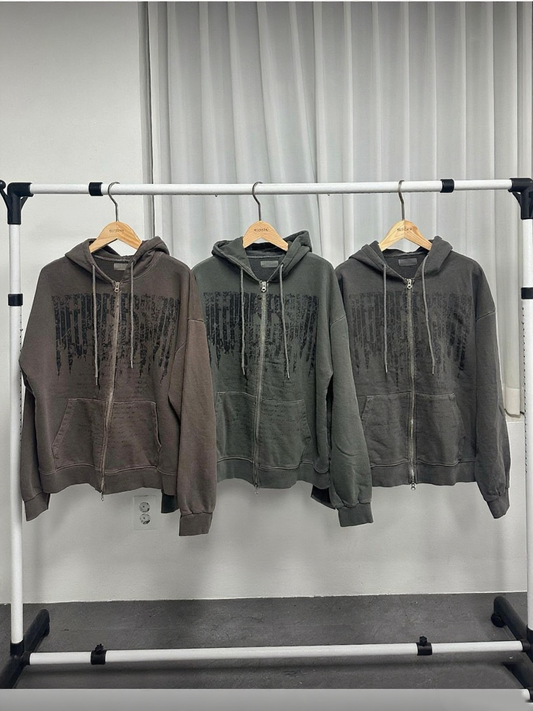 Distressed Zip-Up