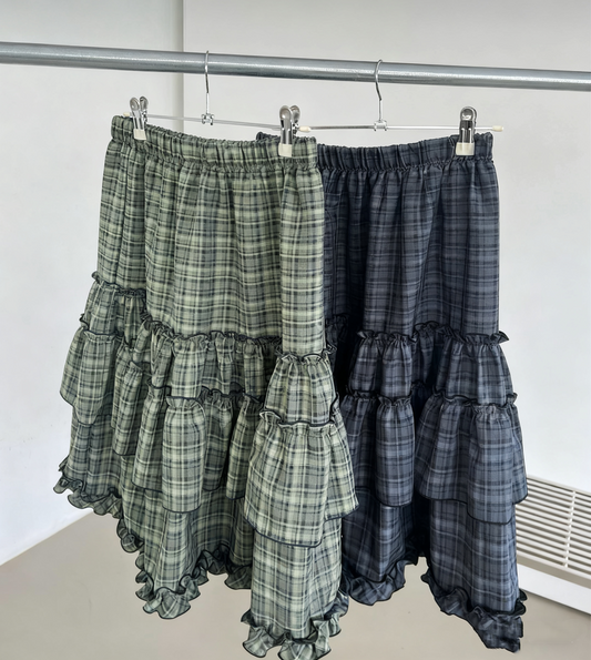 Ruffled Plaid Skirt