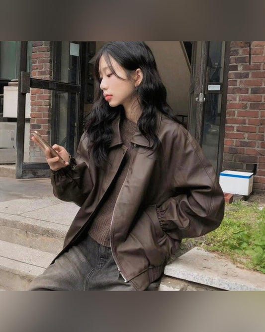 UNISEX Leather Bomber Jacket