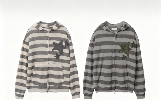 Striped Hooded Knit Jacket